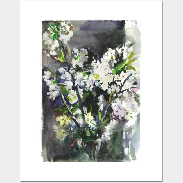 cherry blossom watercolor painting Wall Art by GalleryArtField